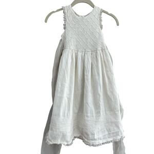 Vintage Laura Ashley Flower Girl White Dress 100% Raw Silk with Pearls-Size 5
